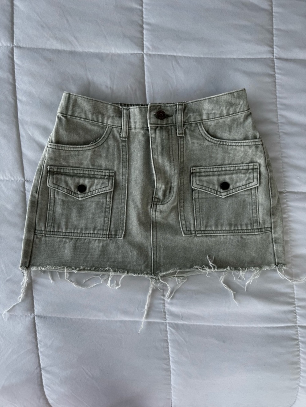 Distressed Raw-Hem Mini Skirt